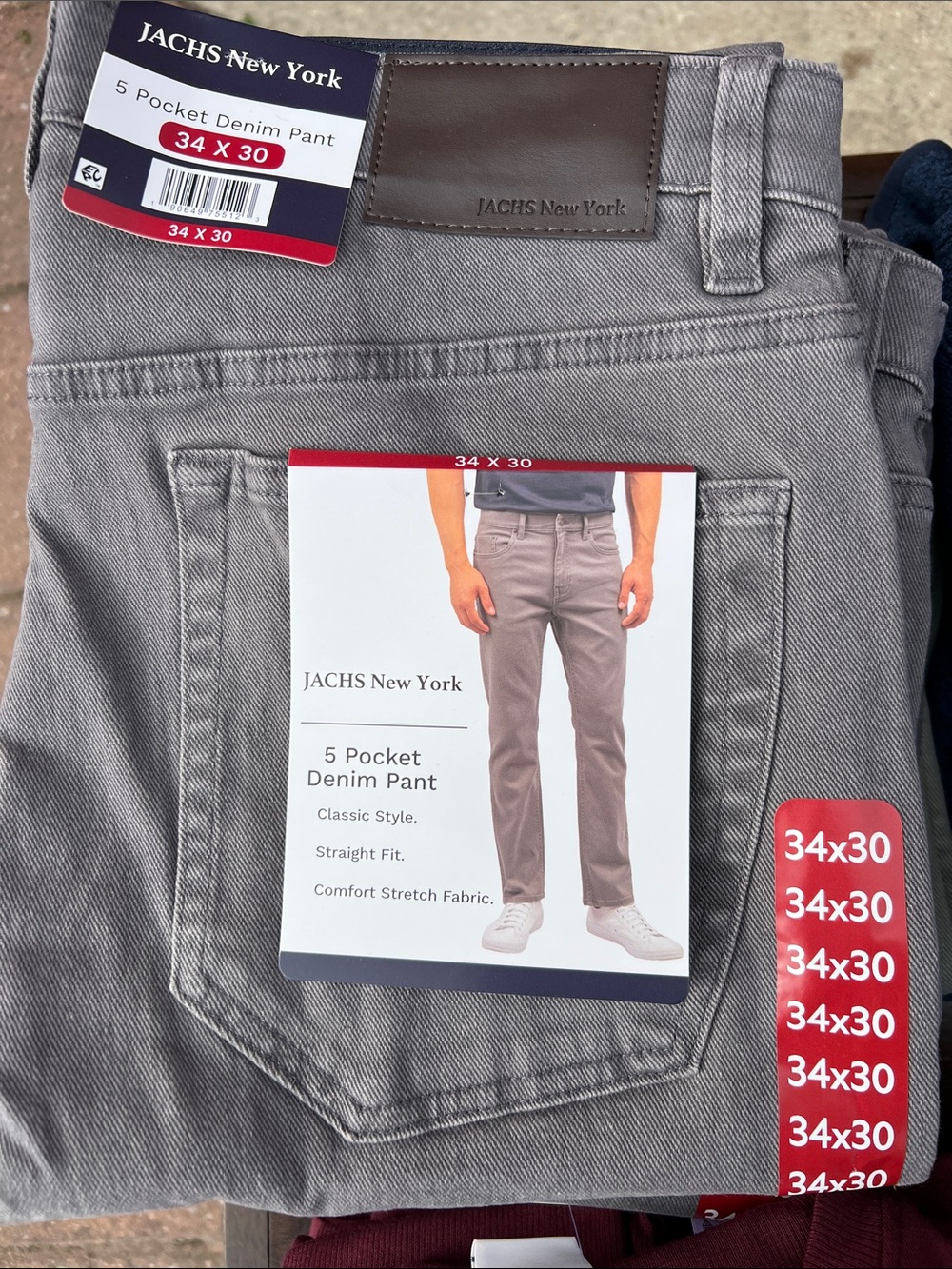 JACHS New York Men's Straight Fit Gray Denim Jeans
